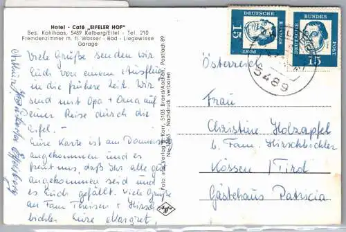 Ak Kolberg Eifel 1964 Eifeler Hof auf Postkarte 5- Bild Ansichtskarte #OB903