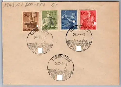 Dt. Besetzung Luxemburg 850-853 auf Brief Sonderstempel #OI126
