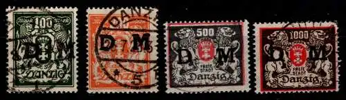 Danzig Dienstmarken 36-40 gestempelt ohne 36, alle geprüft Infla Berlin #OJ090