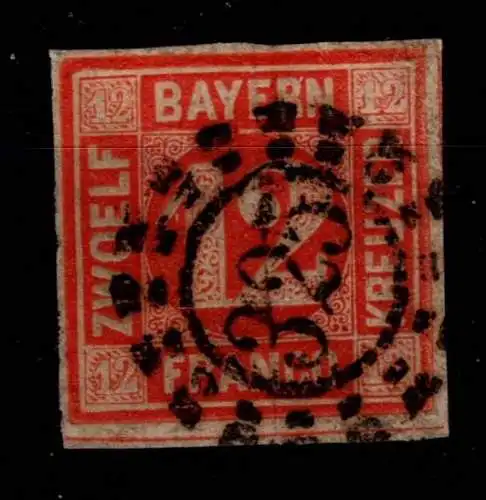 Bayern 6 gestempelt Marke ist in den Ränder etwas ausgefranst #OJ268