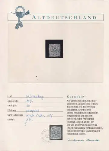 Württemberg 60 postfrisch Borek Garantie #OJ316