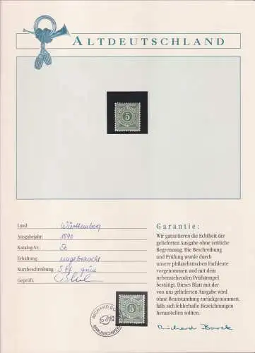 Württemberg 56 postfrisch Borek Garantie #OJ320