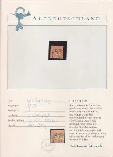 Württemberg 7 gestempelt Borek Garantie #OJ175