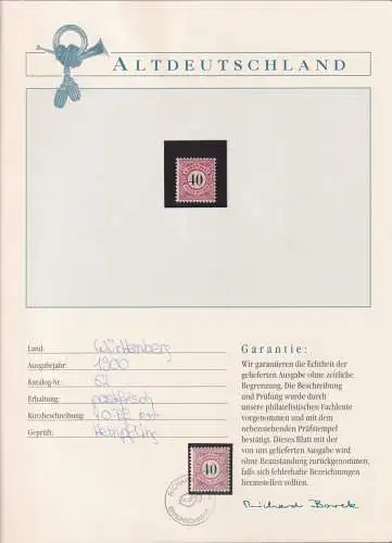 Württemberg 62 postfrisch Borek Garantie #OJ164