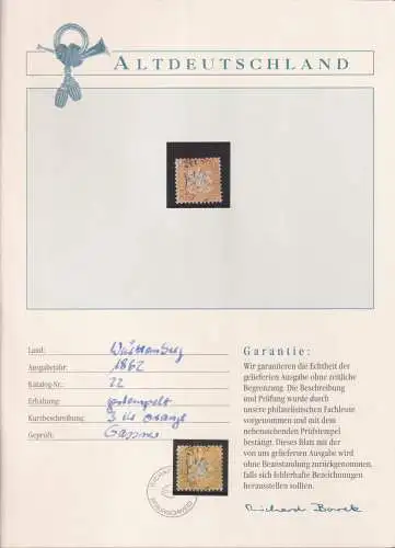 Württemberg 22 gestempelt Borek Garantie #OJ167