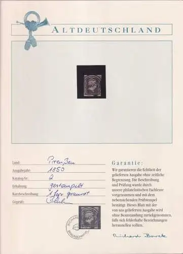 Preußen 2 gestempelt Borek Garantie #OJ341