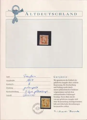 Preußen 8 gestempelt Borek Garantie #OJ335