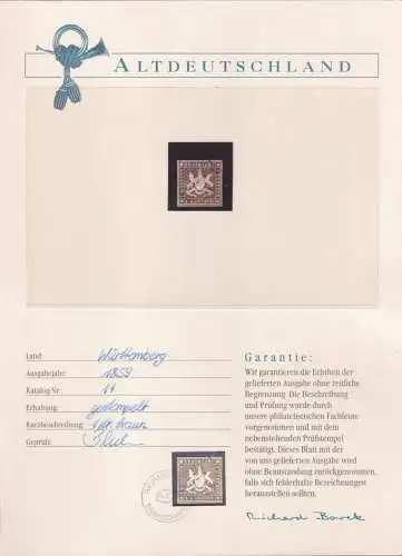 Württemberg 11 gestempelt Borek Garantie #OJ173