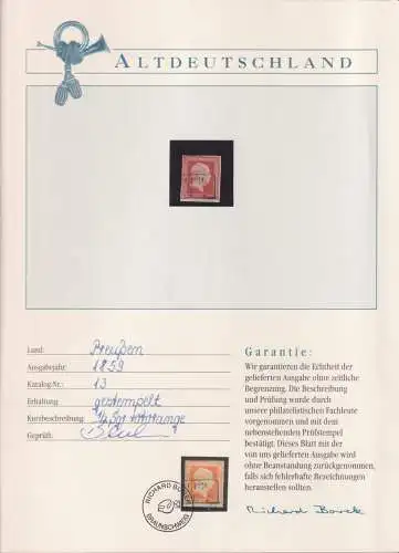Preußen 13 gestempelt Borek Garantie #OJ330
