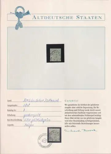 Norddeutscher Bund 7 gestempelt Borek Garantie #OJ397