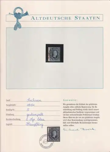Sachsen 5 gestempelt Borek Garantie #OJ368
