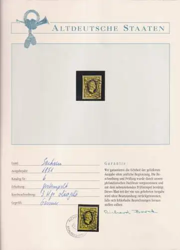 Sachsen 6 gestempelt Borek Garantie #OJ367