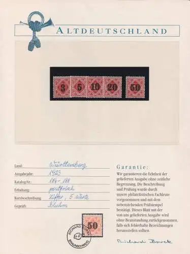 Württemberg 184-188 postfrisch Borek Garantie #OJ538