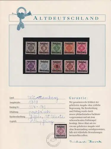 Württemberg 134-143 postfrisch Borek Garantie #OJ543