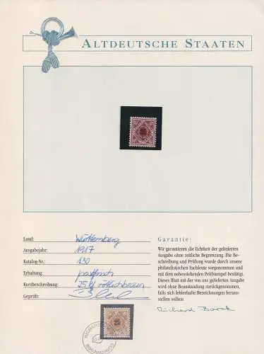 Württemberg 130 postfrisch Borek Garantie #OJ547