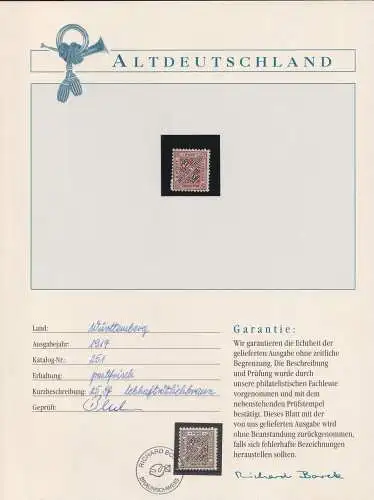 Württemberg 251 postfrisch Borek Garantie #OJ534