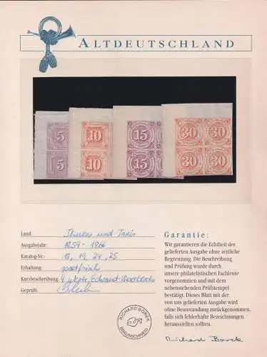 Thurn & Taxis 18, 19, 24, 25 postfrisch Borek Garantie im 4er Block #OJ612