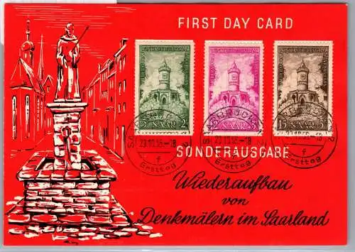 Saarland 373-375 als Ersttagsbrief auf Sonderkarte #OI462