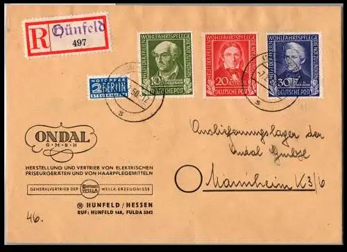 BRD Bund 118-120 auf Brief Einschreiben #ON320