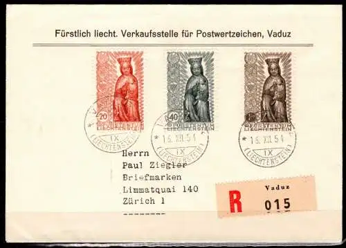 Liechtenstein 329-331 gestempelt als FDC/ Ersttagsbrief, Ankunftsstempel #NE399
