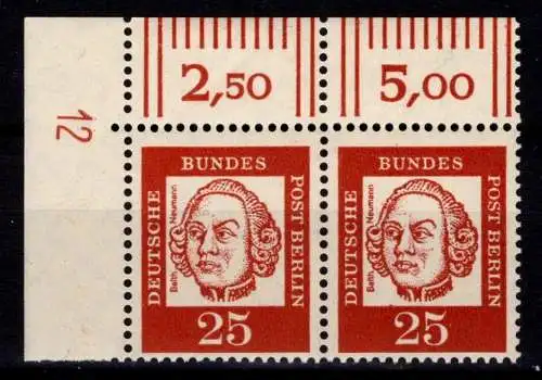 Berlin 205 DZ postfrisch ER-Paar mit Druckerzeichen 12 neben Feld 1 oben #NE238