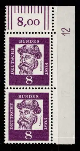 Bund 349x DZ postfrisch ER-Paar oben rechts Druckerzeichen 12 Feld 10 #NE282