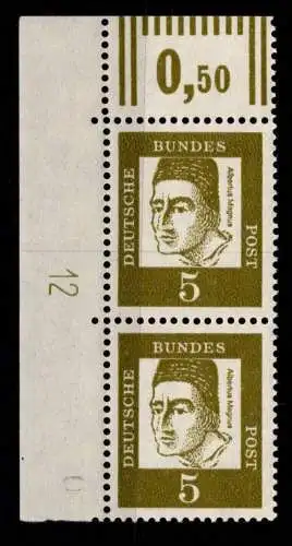 Bund 347y DZ postfrisch Rand-Paar Druckerzeichen 12 neben Feld 1 unten #NE294