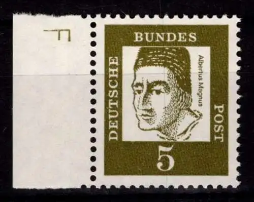 Bund 347y Br postfrisch Randstück links mit Randvermerk F oben, ohne DZ #NE301