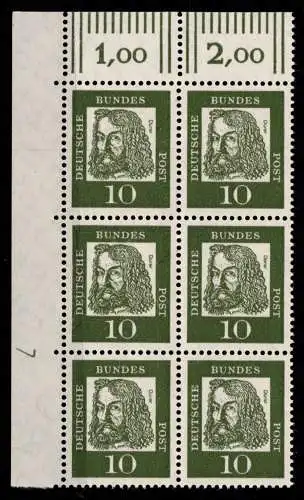 Bund 350y DZ postfrisch Rand-Block Druckerzeichen 7 neben Feld 21 oben #NE315