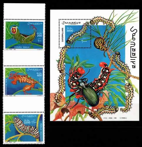 Somalia Block 61 + 754-756 postfrisch Raupen #OD824