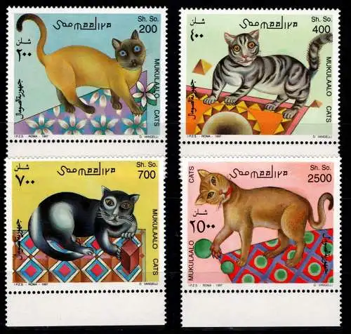 Somalia 624-627 Unterrand postfrisch Katzen #OD868