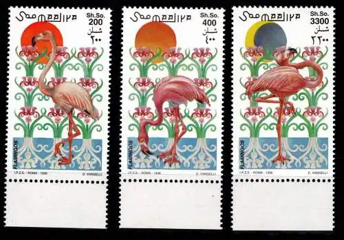 Somalia 726-728 Unterrand postfrisch Flamingo #OD900