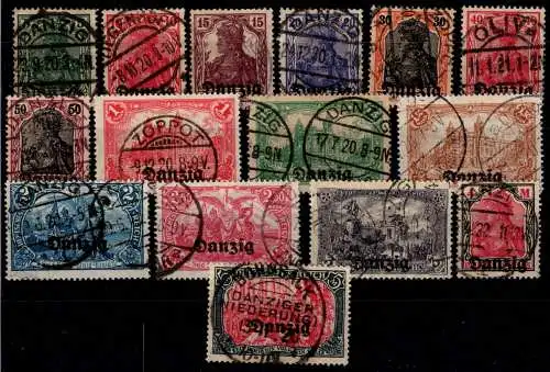 Danzig 1-15 gestempelt alle geprüft #OJ637