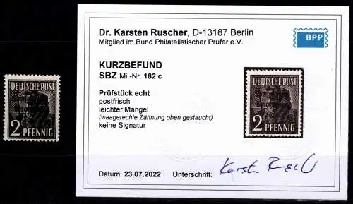 SBZ 182 c postfrisch Kurzbefund Ruscher BPP #OJ647