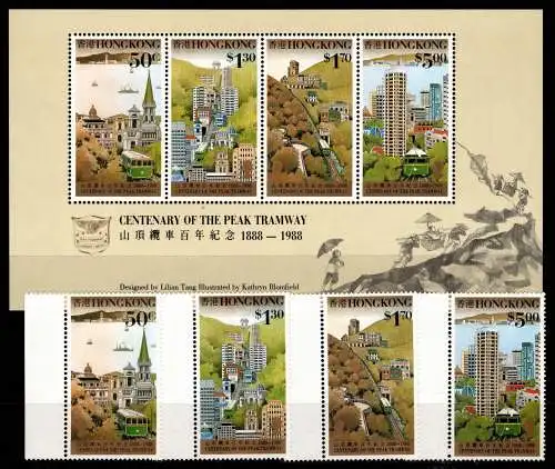 Hongkong 544-547 und Block 10 postfrisch Eisenbahn #NN422