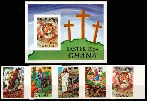 Ghana 1042-1046 und Block 108 B postfrisch Religion #NN590