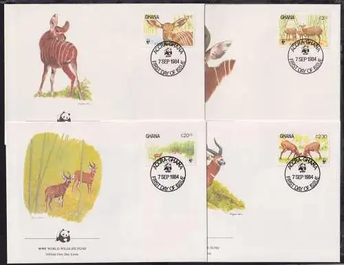 Ghana 1060-1063 gestempelt als FDCs / Wildtiere #NN598