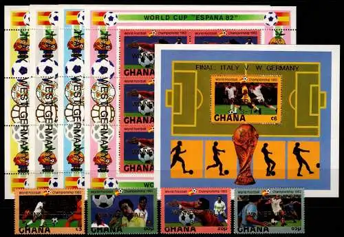 Ghana 968-971, Kleinbogensatz 972-975, Block 99 postfrisch Fußball #NN585