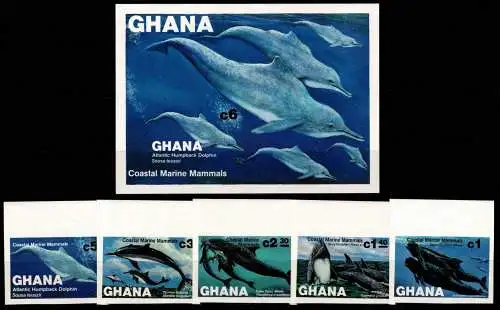 Ghana 977-981 und Block 100 B postfrisch Meerestiere #NN587