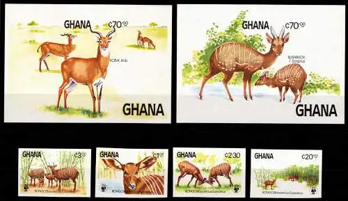 Ghana 1060-1063 und Block 111 und 112 B postfrisch Wildtiere #NN597