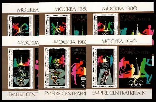 Zentralafrikanische Republik 615-620 postfrisch Einzelblöcke / Olympia #NN502