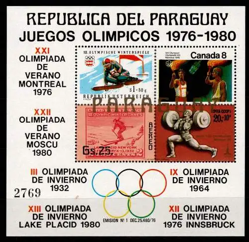 Paraguay Block 316 postfrisch Olympische Spiele #NN513