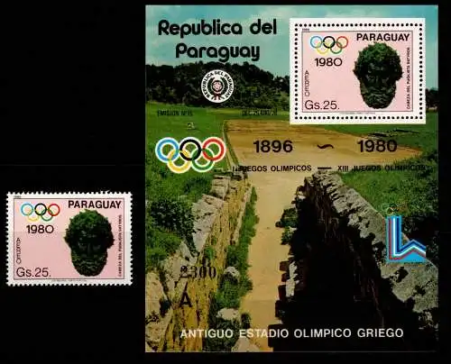 Paraguay 3346 und Block 359 postfrisch Olympische Spiele #NN516
