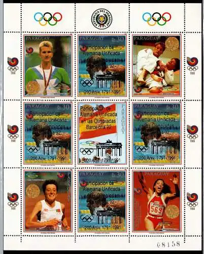 Paraguay 4536 postfrisch Kleinbogen / Olympische Spiele #NN547