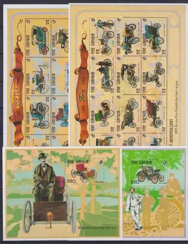 Gambia 1592-1615, Block 194 und 195 postfrisch Zusammendruckbögen / Auto #NN940