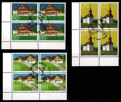 Liechtenstein 1186-1188 gestempelt mit ESST als 4er Blöcke, Schellenberg #OD775