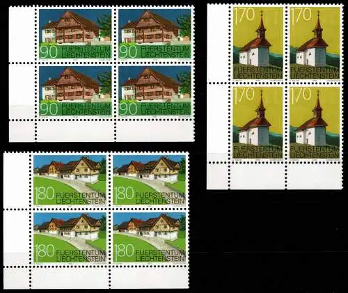 Liechtenstein 1186-1188 postfrisch als 4er Blöcke, Schellenberg #OD776