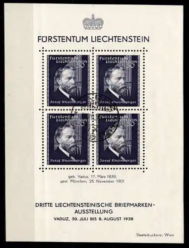 Liechtenstein Block 3 gestempelt mit EST #OD617