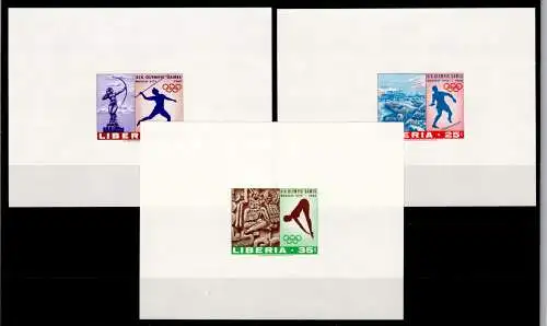 Liberia 706-708 B postfrisch als Einzelblöcke, Olympiade Mexiko #OD710