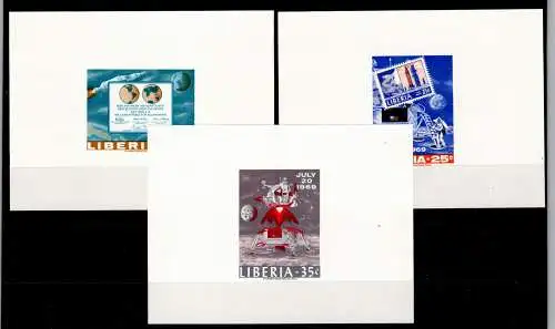 Liberia 725-727 B postfrisch als Einzelblöcke, Mondlandung #OD711